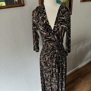 Eden in Love Maxi Wrap Dress with Belt Tie, 3/4 sleeve - Size L
